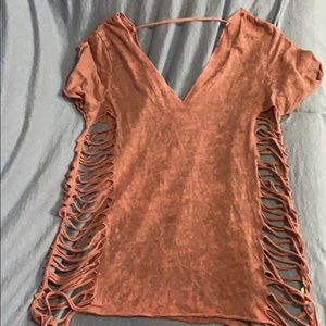 Gimmicks Ladies Juniors Side Cut Pink Heather Tee